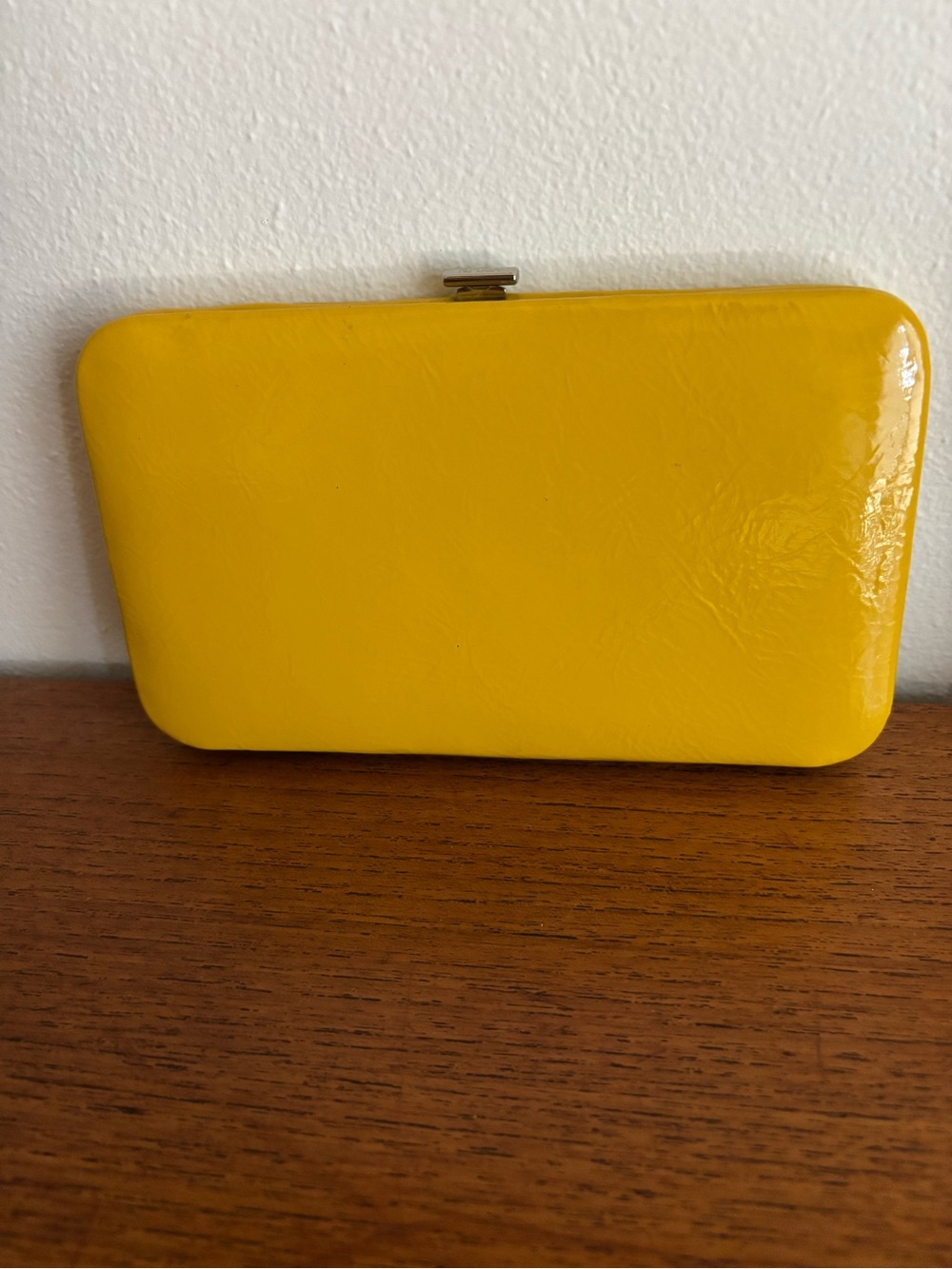 Latico hard shell yellow leather clutch wallet